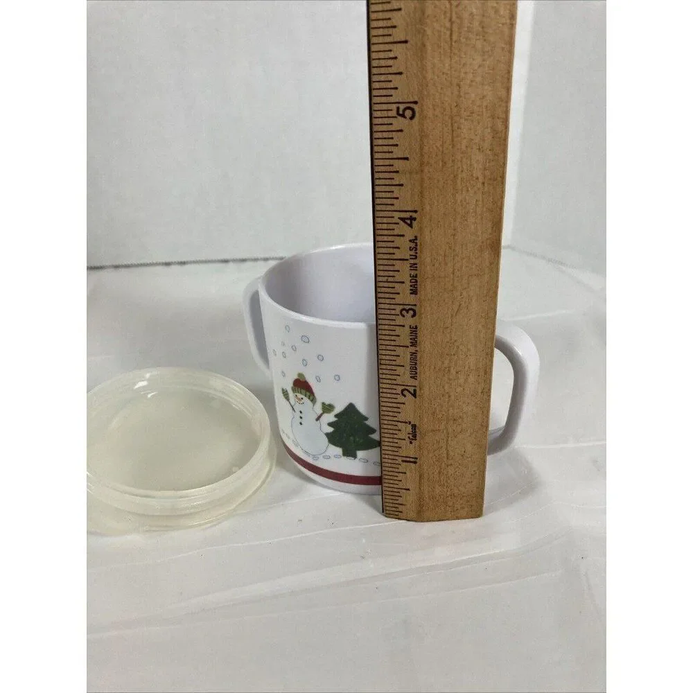 Pottery Barn Kids Snowman Plate Bowl Sippy Cup Christmas Holiday Plastic In Box